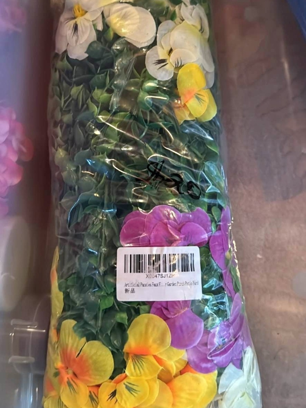 Floral Vine Garland - Purple, Yellow & White Artificial Flowers Pansies